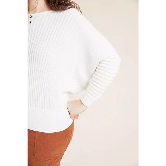 Anthropologie Karla Boat Neck Alpaca Merino Wool Blend Sweater Size Large White - Picture 3 of 12